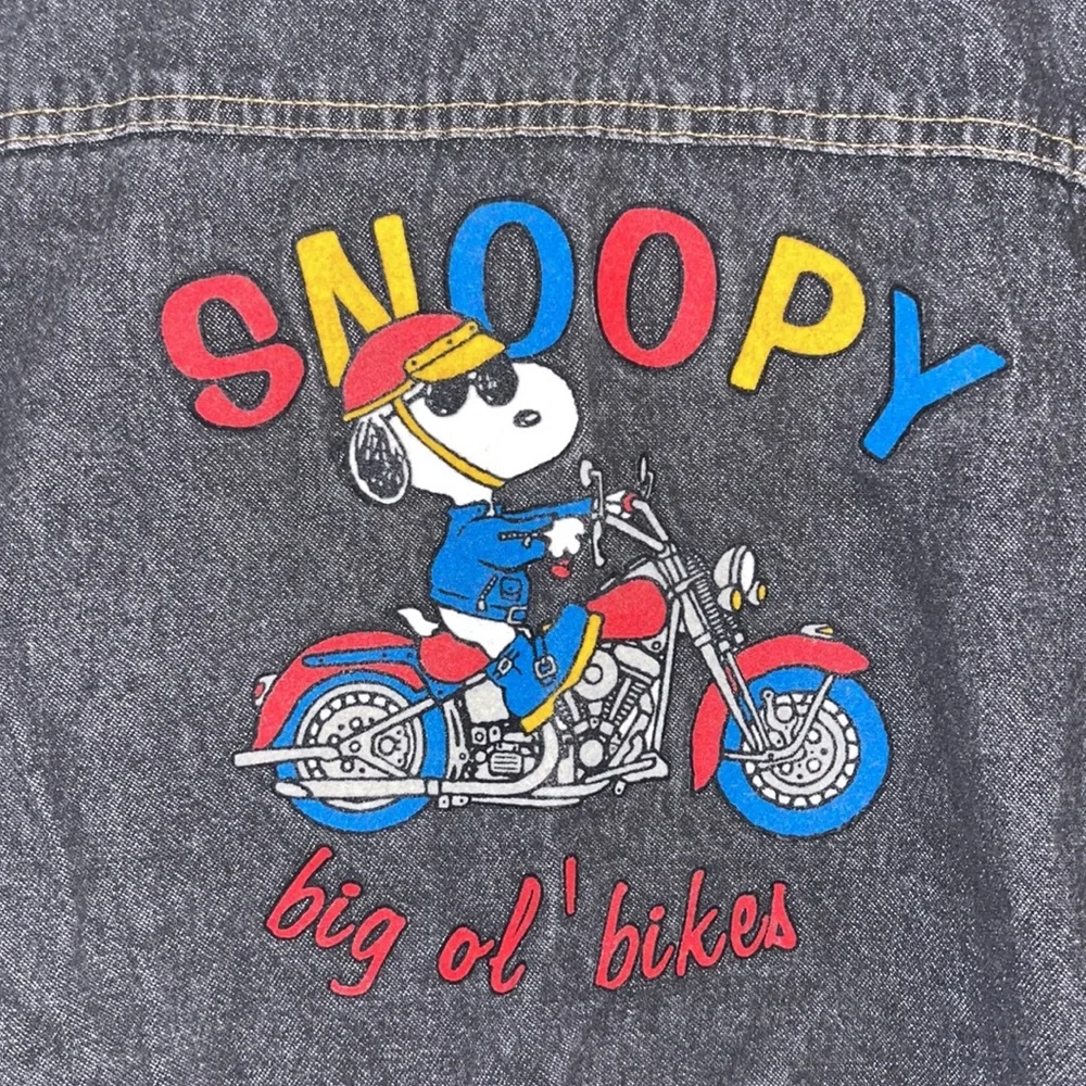 Vintage kids Snoopy Beagle Biker Club Jean Jacket sz Medium